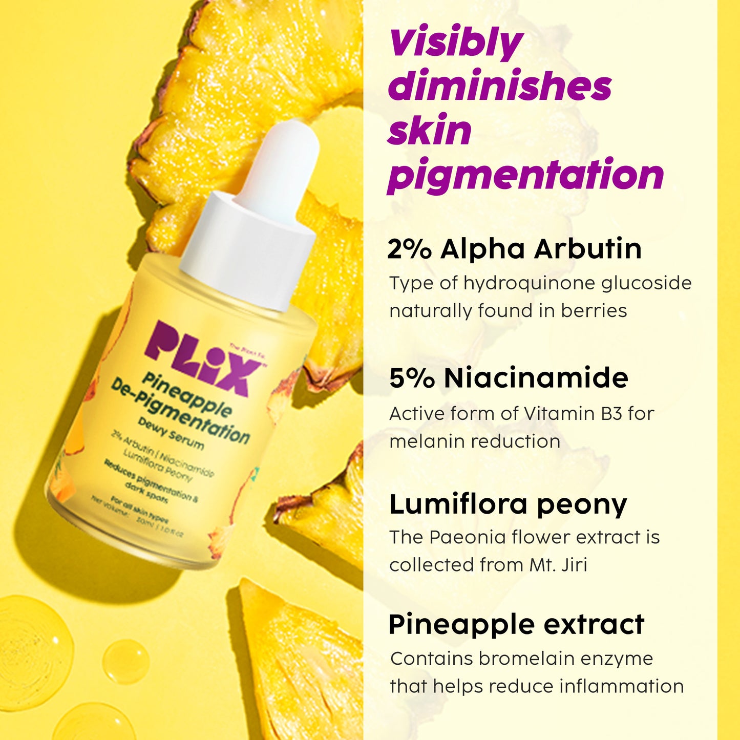 Pineapple De-Pigmentation Face Serum with 2% Alpha Arbutin